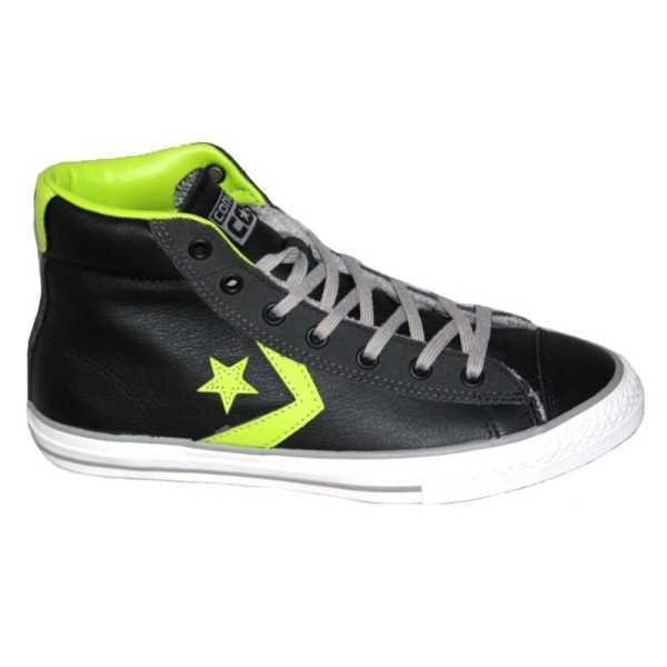 SCARPE CONVERSE STAR PLAYER EV MID LEATHER/SUE NERE-VERDE LIME A/I 2016 655168C