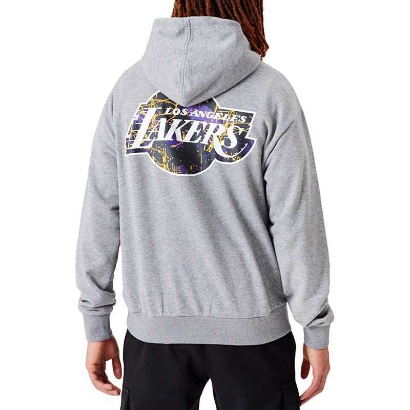 New Era Felpa con cappuccio oversize da uomo Los Angeles Lakers Infill Team Logo - Nero