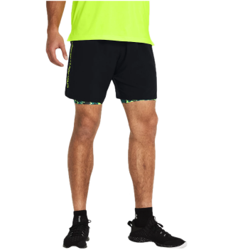 Pantaloncini Under Armour Woven Wordmark Nero Con Logo Giallo | Under Armour | 
