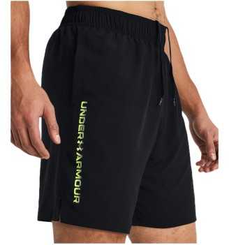 Pantaloncini Under Armour Woven Wordmark Nero Con Logo Giallo | Under Armour | 