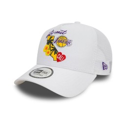 Cappello New Era Regolabile A Frame Trucker Los Angeles Lakers Nba Team Logo Bianco 60503446