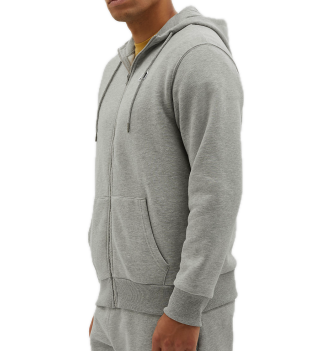Felpa A Zip Intera New Balance Small Logo Con Cappuccio Grigio 053 | New Balance | 