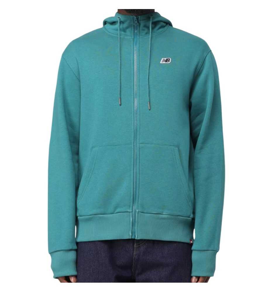 Felpa A Zip Intera New Balance Small Logo Con Cappuccio Turchese 317 MJ23600VDA