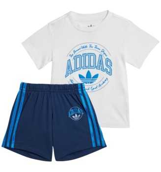 Completo Adidas Originals Vrct Short Tee Set Infant Bianco E Blu IT7273