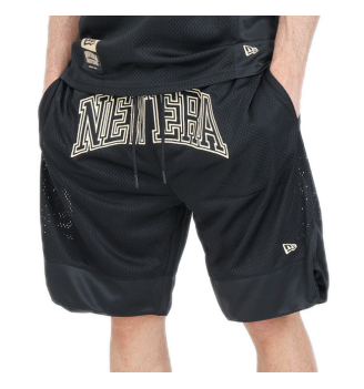 Pantaloncini New Era Oversize Mesh Nero Ed Oro | New Era | 
