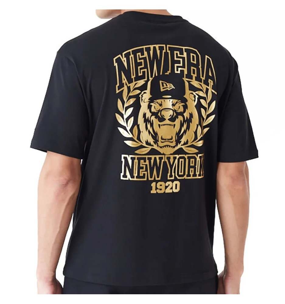 Maglietta New Era Graphic Bear Orso New York Oversize Nero Ed Oro 60435393