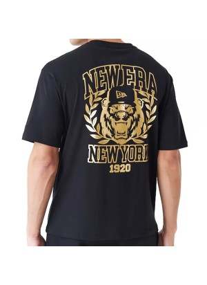 Maglietta New Era Graphic Bear Orso New York Oversize Nero Ed Oro 60435393