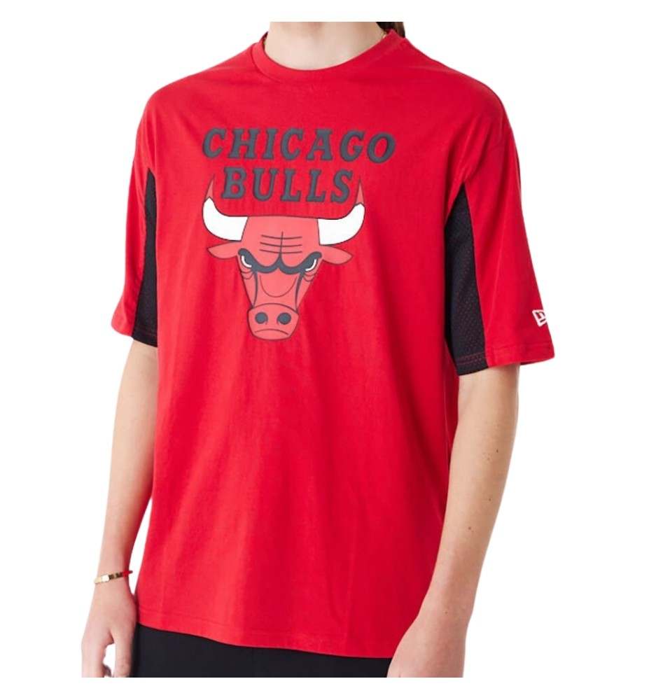 Maglietta New Era Nba Mesh Panel Oversize Chicago Bulls Rosso E Nero 60435481