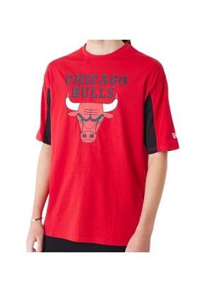 Maglietta New Era Nba Mesh Panel Oversize Chicago Bulls Rosso E Nero 60435481