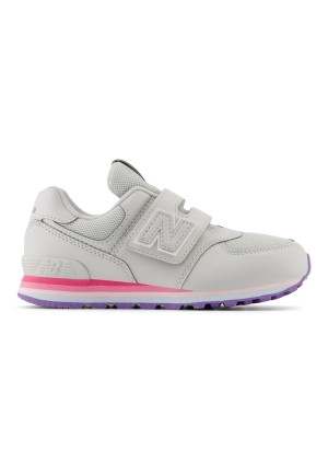 Scarpe New Balance 574 Hook Loop Kids Lifestyle Grigio E Rosa PV574KII