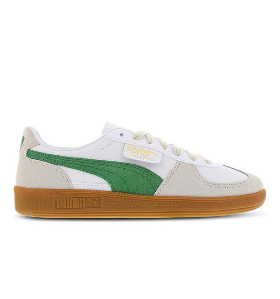Scarpe Puma Palermo In Pelle Unisex Bianco E Verde 396464-07