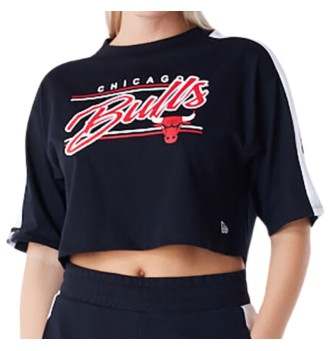 T-Shirt New Era Colour Block Crop Nba Chicago Bulls Nero 60564972