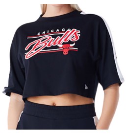 T-Shirt New Era Colour Block Crop Nba Chicago Bulls Nero 60564972