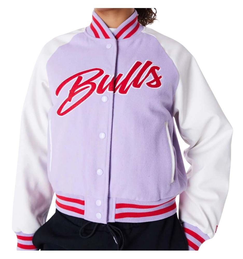 Giacca New Era Varsity Chicago Bulls Bianco e Lilla 60564976
