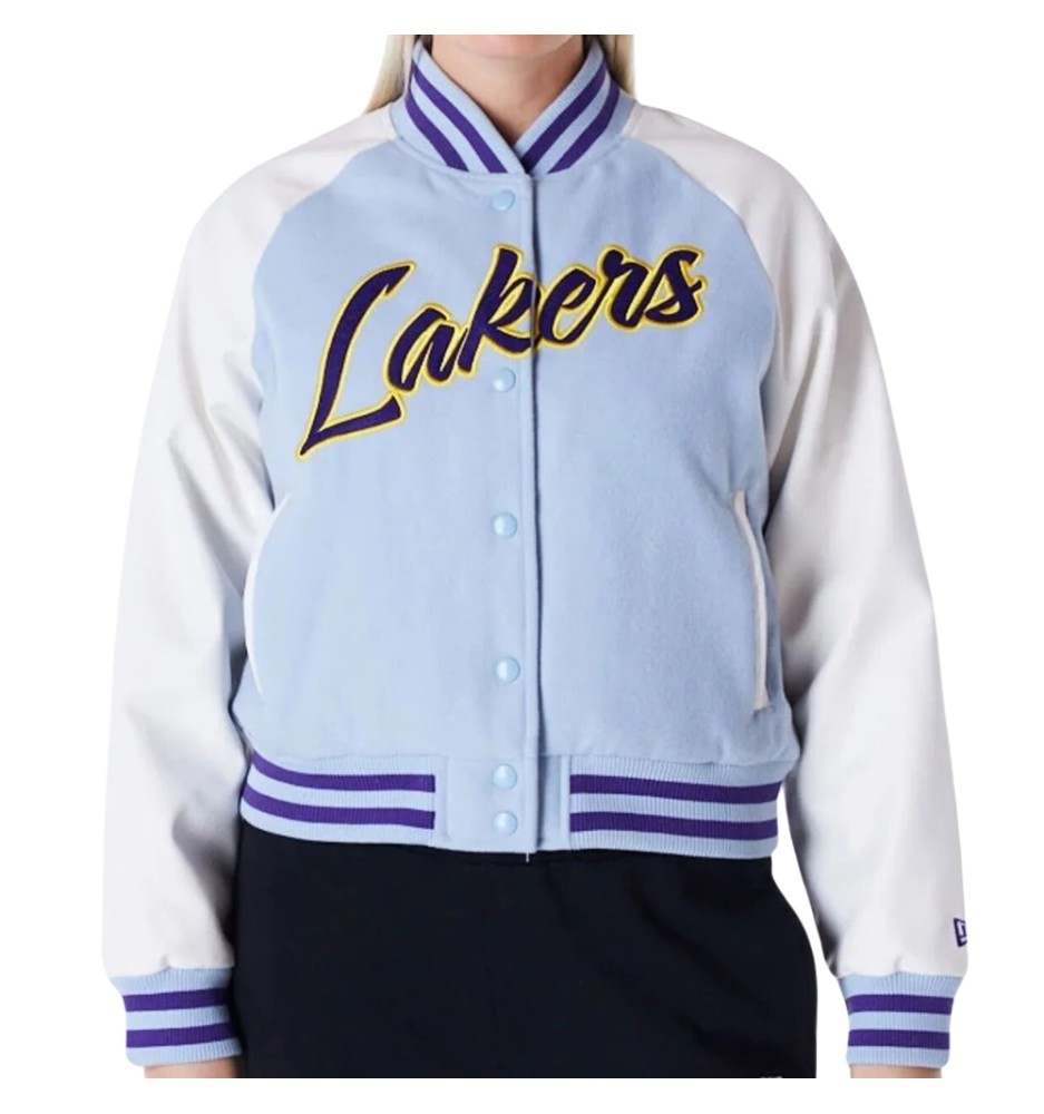 Giacca New Era Varsity Los Angeles Lakers Bianco e Celeste 60564975