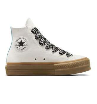 Scarpe Converse Chuck Taylor All Star Platform Lift High Top Suede Vintage Bianco E Celeste A10414C