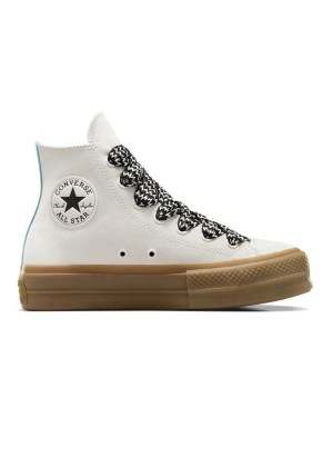 Scarpe Converse Chuck Taylor All Star Platform Lift High Top Suede Vintage Bianco E Celeste A10414C