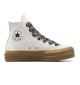 Scarpe Converse Chuck Taylor All Star Platform Lift High Top Suede Vintage Bianco E Celeste A10414C