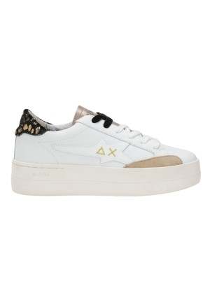 Scarpe Sun68 Big Katy Leather Pelle Bianco E Oro Z44223 0143