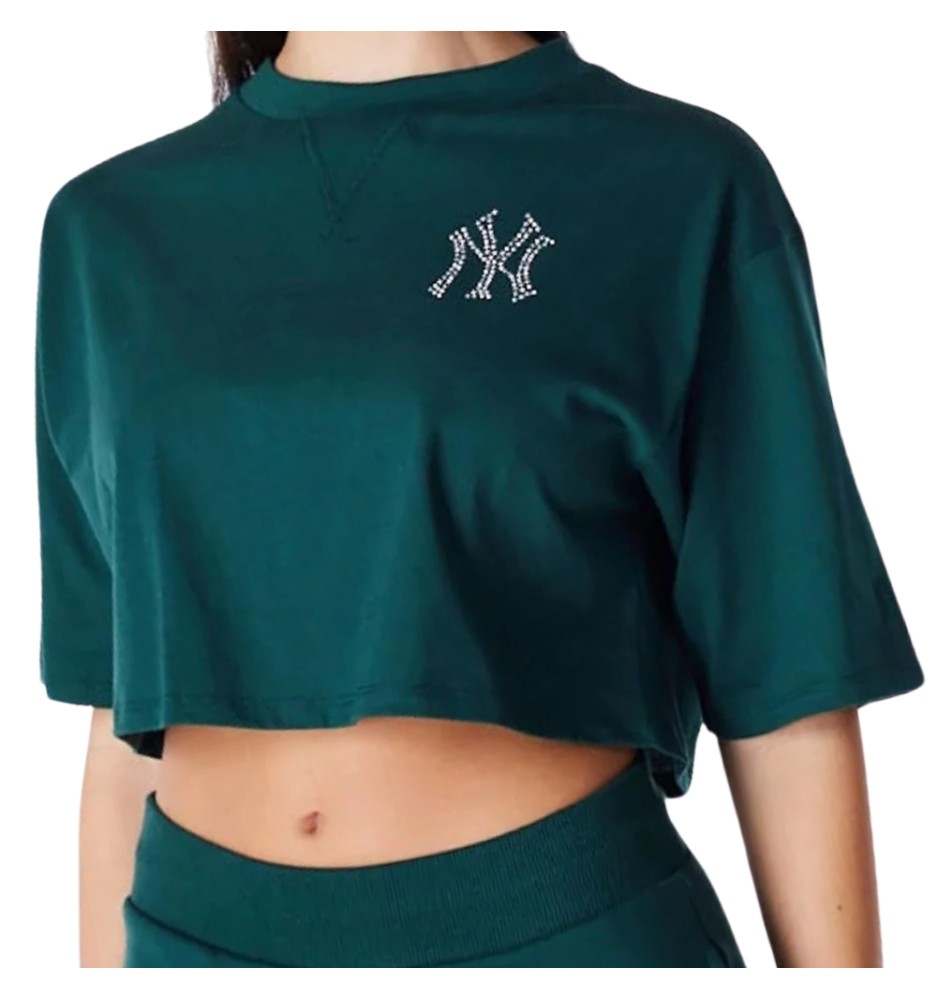 T-Shirt New Era Crop Mlb New York Yankees Diamante Verde Scuro 60564949