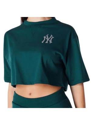 T-Shirt New Era Crop Mlb New York Yankees Diamante Verde Scuro 60564949