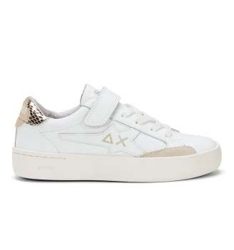 Scarpe Sun68 Girl's Katy Leather Kid Bianco E Oro Z44421K 0143