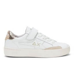 Scarpe Sun68 Girl's Katy Leather Kid Bianco E Oro Z44421K 0143