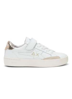 Scarpe Sun68 Girl's Katy Leather Kid Bianco E Oro Z44421K 0143