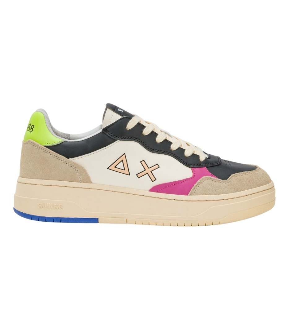 Scarpe Sun68 Big Basket Nero E Bianco Panna Z44148 1131