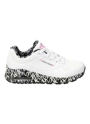 Scarpe Skechers Uno Loving Love Bianco E Nero 155506 WBK