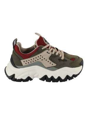 Scarpe Buffalo Trail One Vegan Nubuck Mesh Khaki Verde e Rosso 1636234