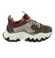Scarpe Buffalo Trail One Vegan Nubuck Mesh Khaki Verde e Rosso 1636234