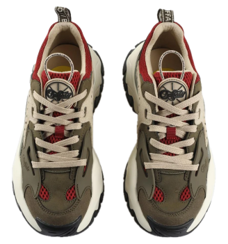 Scarpe Buffalo Trail One Vegan Nubuck Mesh Khaki Verde E Rosso | Buffalo | 