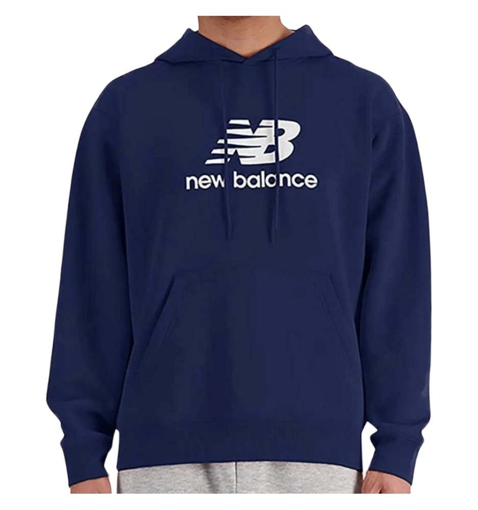 Felpa New Balance Con Cappuccio Sport Essentials Fleece Logo Blu Navy MT41505NNY