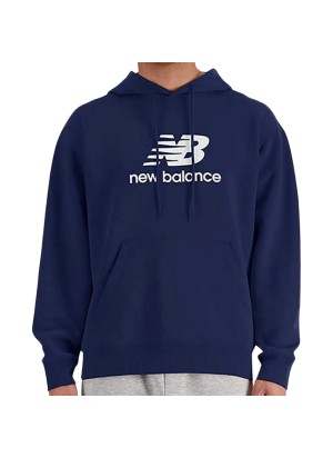 Felpa New Balance Con Cappuccio Sport Essentials Fleece Logo Blu Navy MT41505NNY