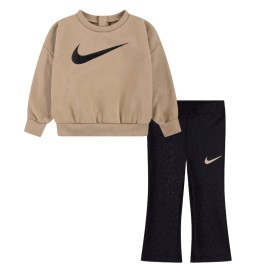 Tuta Nike Dri-FIT Swoosh Spirit Felpa Leggings Beige E Nero 36M495-023
