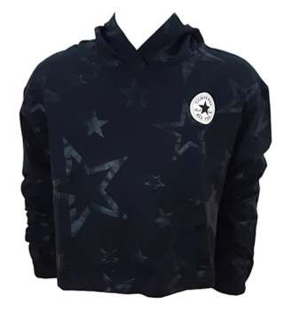 Felpa Converse Crop Con Cappuccio Printed Boxy Star Nero 4CC282-023