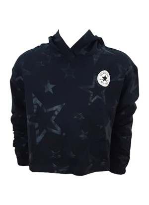 Felpa Converse Crop Con Cappuccio Printed Boxy Star Nero 4CC282-023