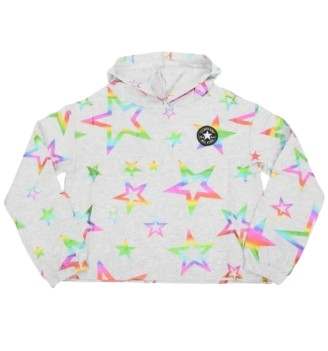 Felpa Converse Crop Con Cappuccio Printed Boxy Star Bianco 4CC282-K3G