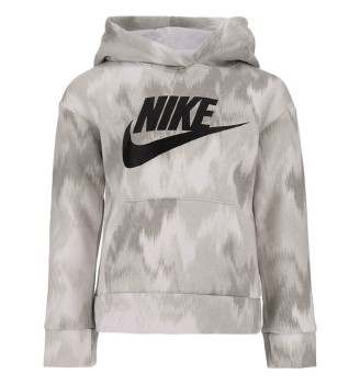 Felpa Nike con Cappuccio Printed Club Pullover Bianco E Grigio 36K428-001