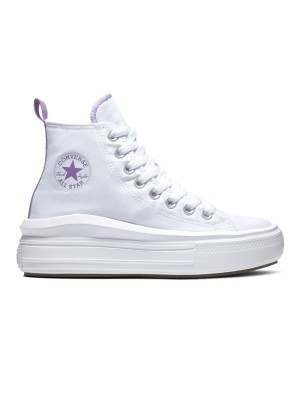 Scarpe Converse Chuck Taylor All Star Move Platform Bianco E Viola Pixel A03667C
