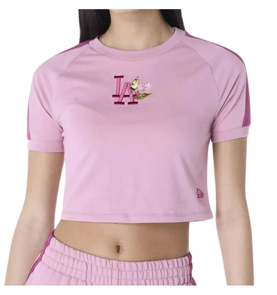 New Era T-Shirt Crop MLB Los Angeles Dodgers Floral Rosa 60596542