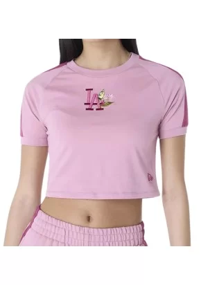 New Era T-Shirt Crop MLB Los Angeles Dodgers Floral Rosa 60596542