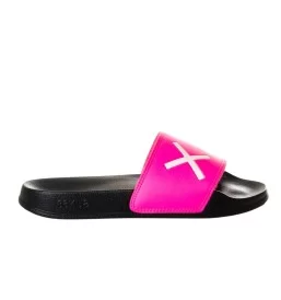 Sun68 Ciabatta Girl's Slippers Logo Nero E Fucsia Fluo X35404 1162