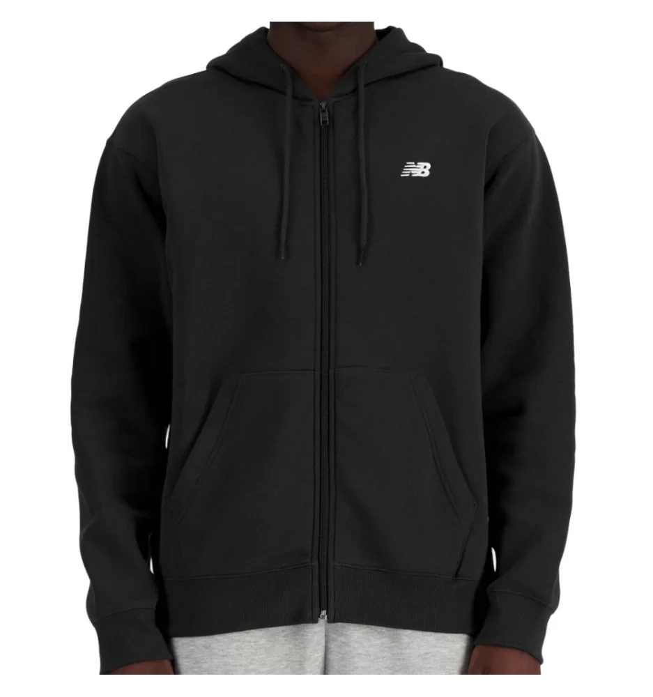 New Balance Felpa Zip Cappuccio Stacked Logo French Terry Nero MJ41501BK