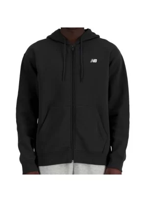 New Balance Felpa Zip Cappuccio Stacked Logo French Terry Nero MJ41501BK