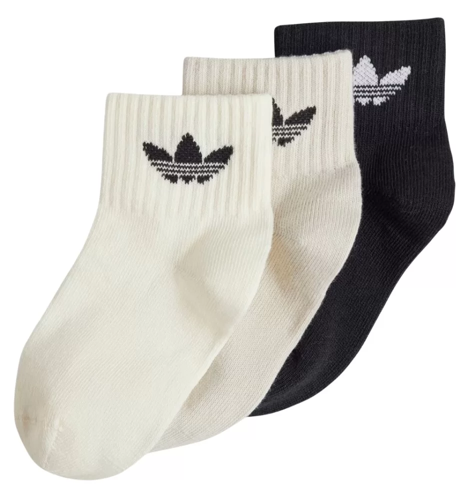 Adidas Calzini Mid Ankle Kids 3 Paia Bianco Nero JJ1992