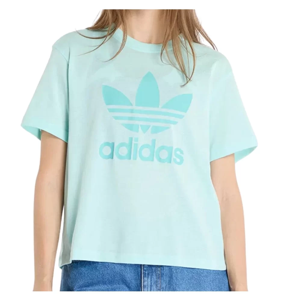 Adidas T-shirt Trefoil Boxy Celeste Chiaro JD3142