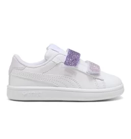 Puma Scarpe Smash 3.0 L Glitter Velcro V Inf Bianco E Viola 395610-06