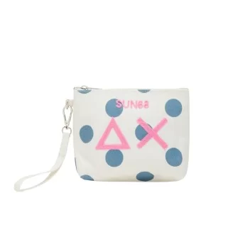 Sun68 Pochette Canvas Printed Punti Bianco E Blu X35225 0180